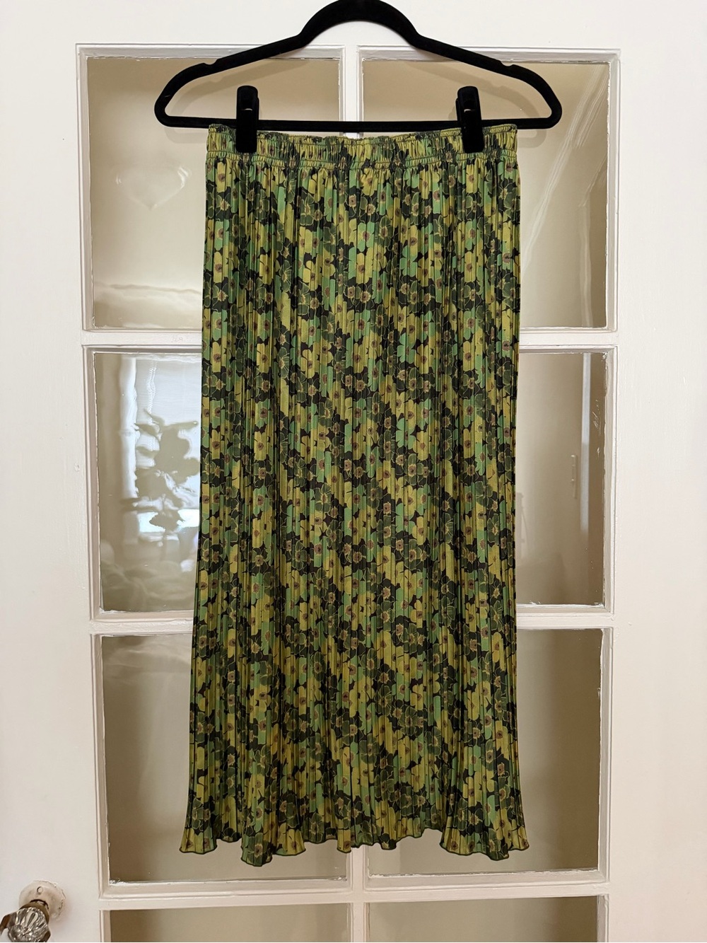 No. 6 Green Floral Pleated Midi Skirt